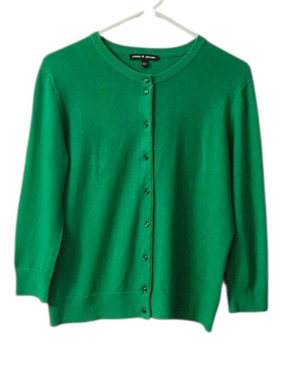 Cable & Gauge Sweaters - Cable & Gauge Cardigan Sweater Kelly Green Button Front Women's Large
